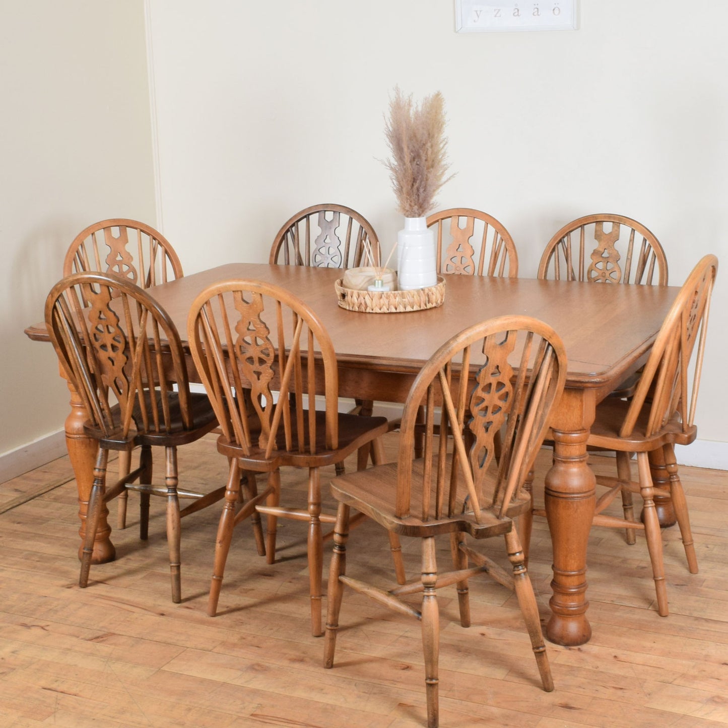 Restored Oak Table and Eight Chairs
