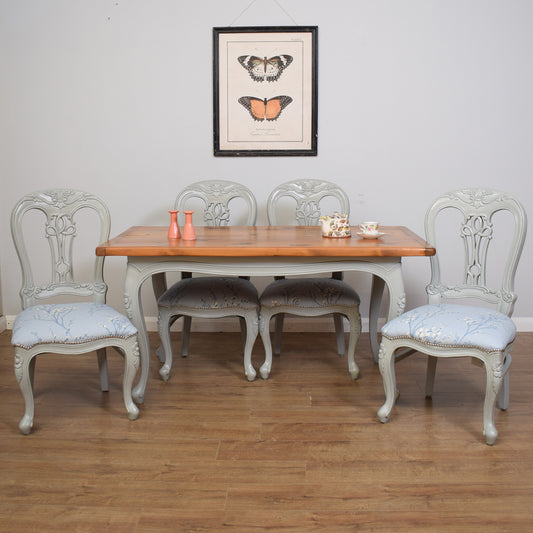Painted French Table and Four Chairs