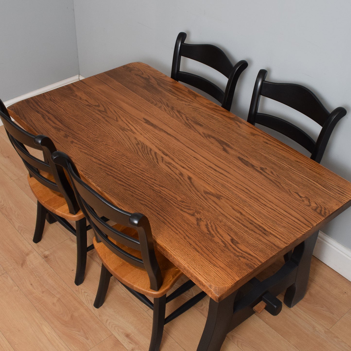 Painted Oak Dining Table and Four Chairs