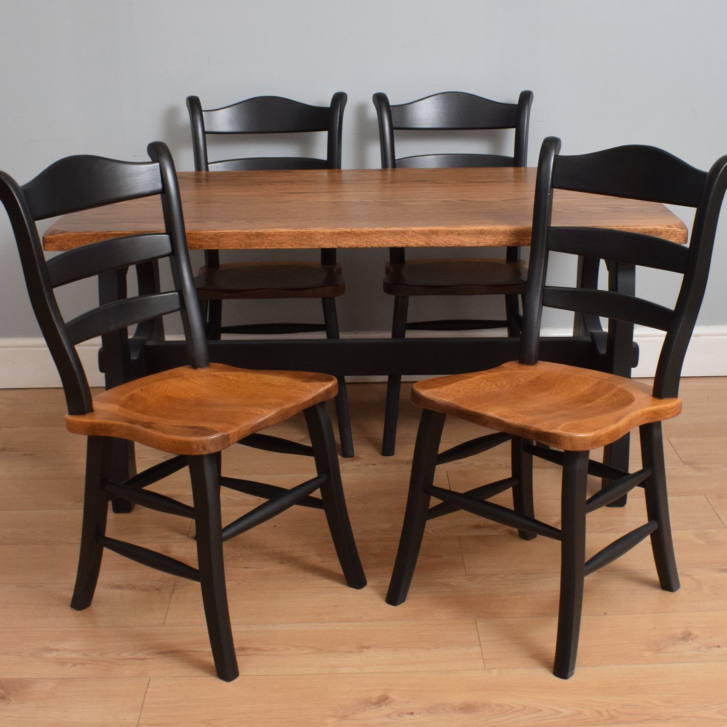 Painted Oak Dining Table and Four Chairs