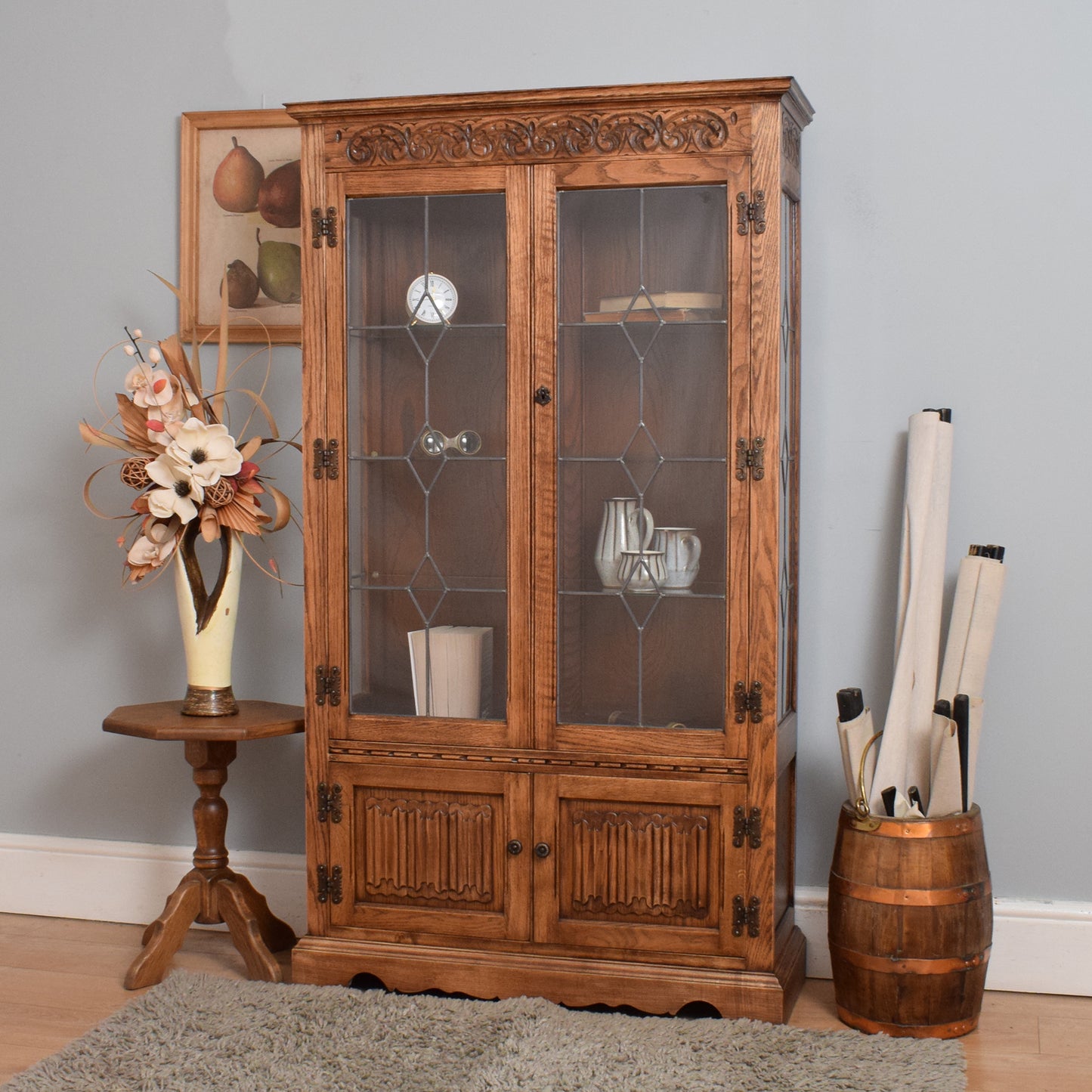 Restored Old Charm Glass Cabinet