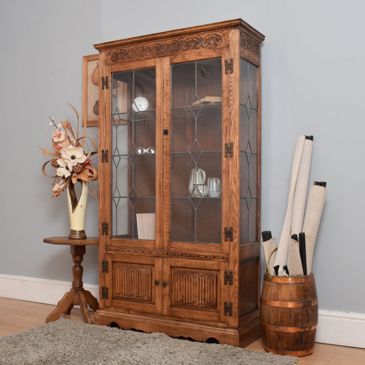 Restored Old Charm Glass Cabinet