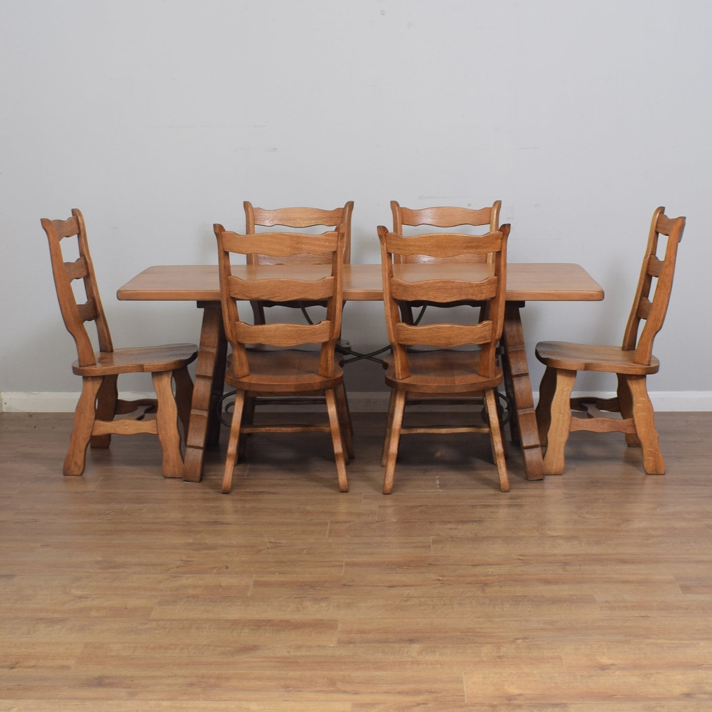 Solid Oak Table & Six Chairs