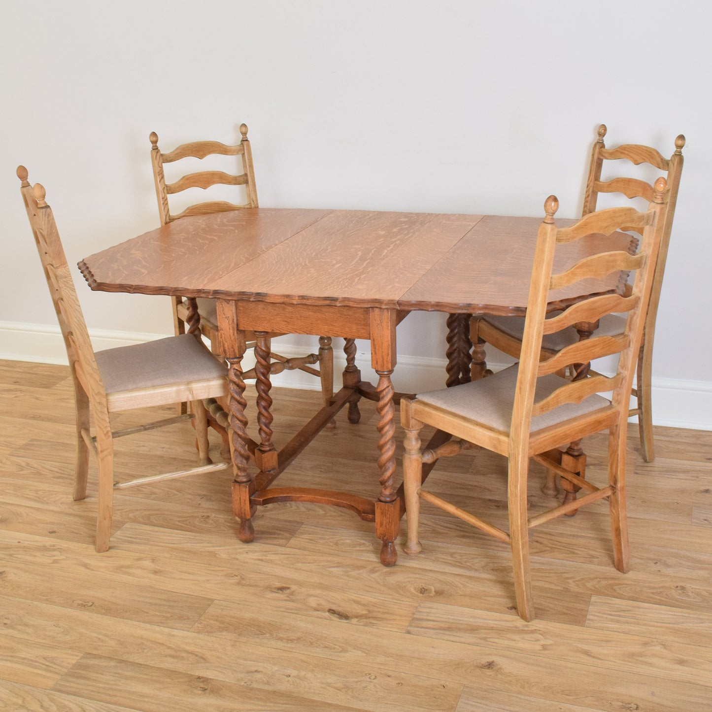 Drop Leaf Barley Twist Table And Four Chairs