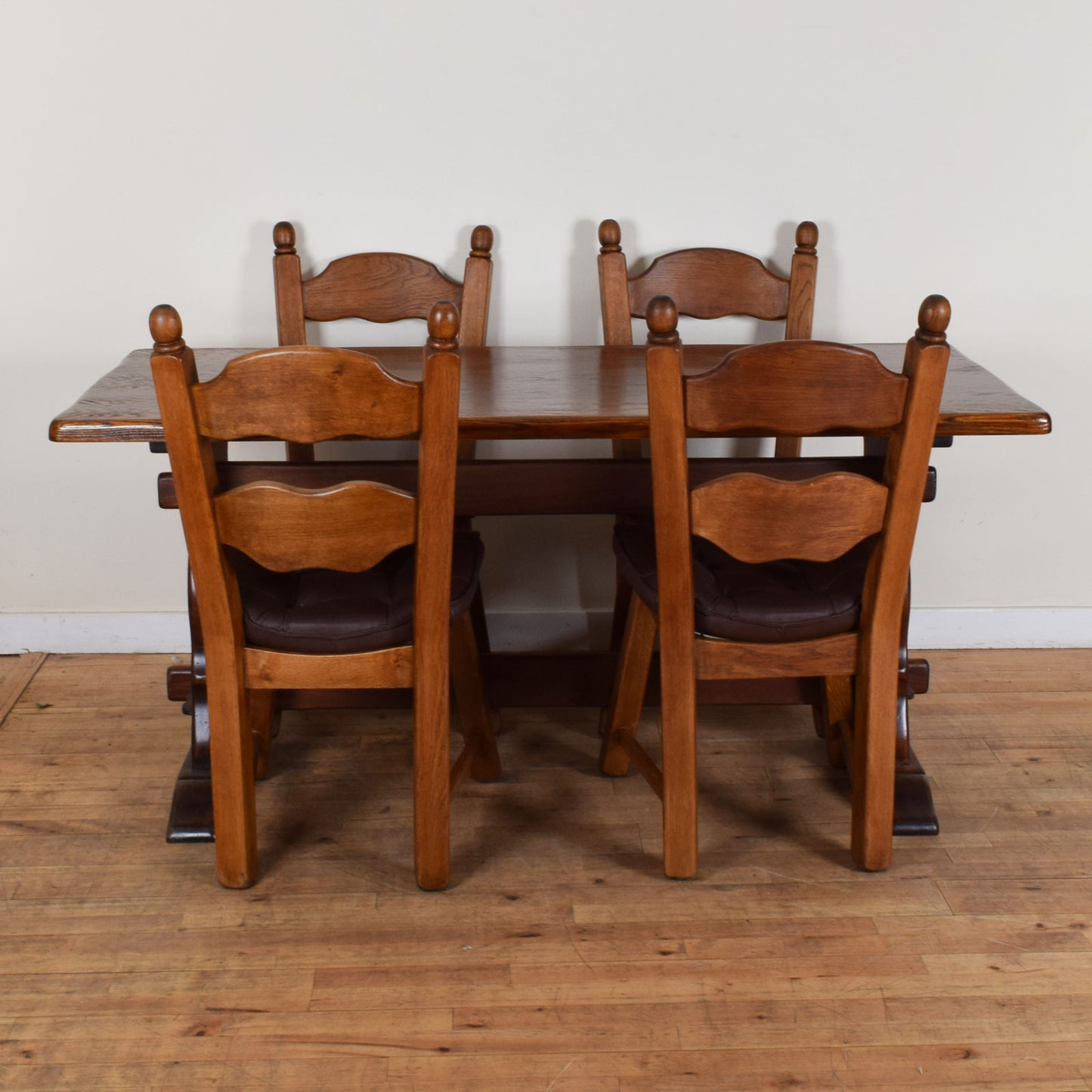 Restored Oak Table and Four Chairs