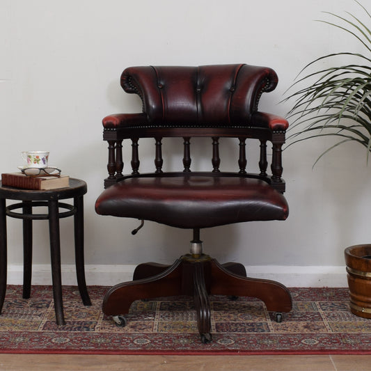 Ox-Blood Leather Captains Chair