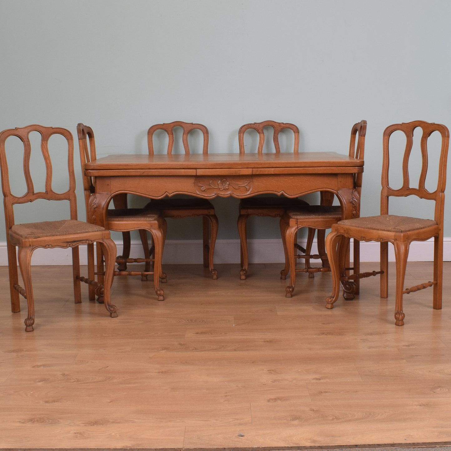 Restored French Oak Table and Six Chairs