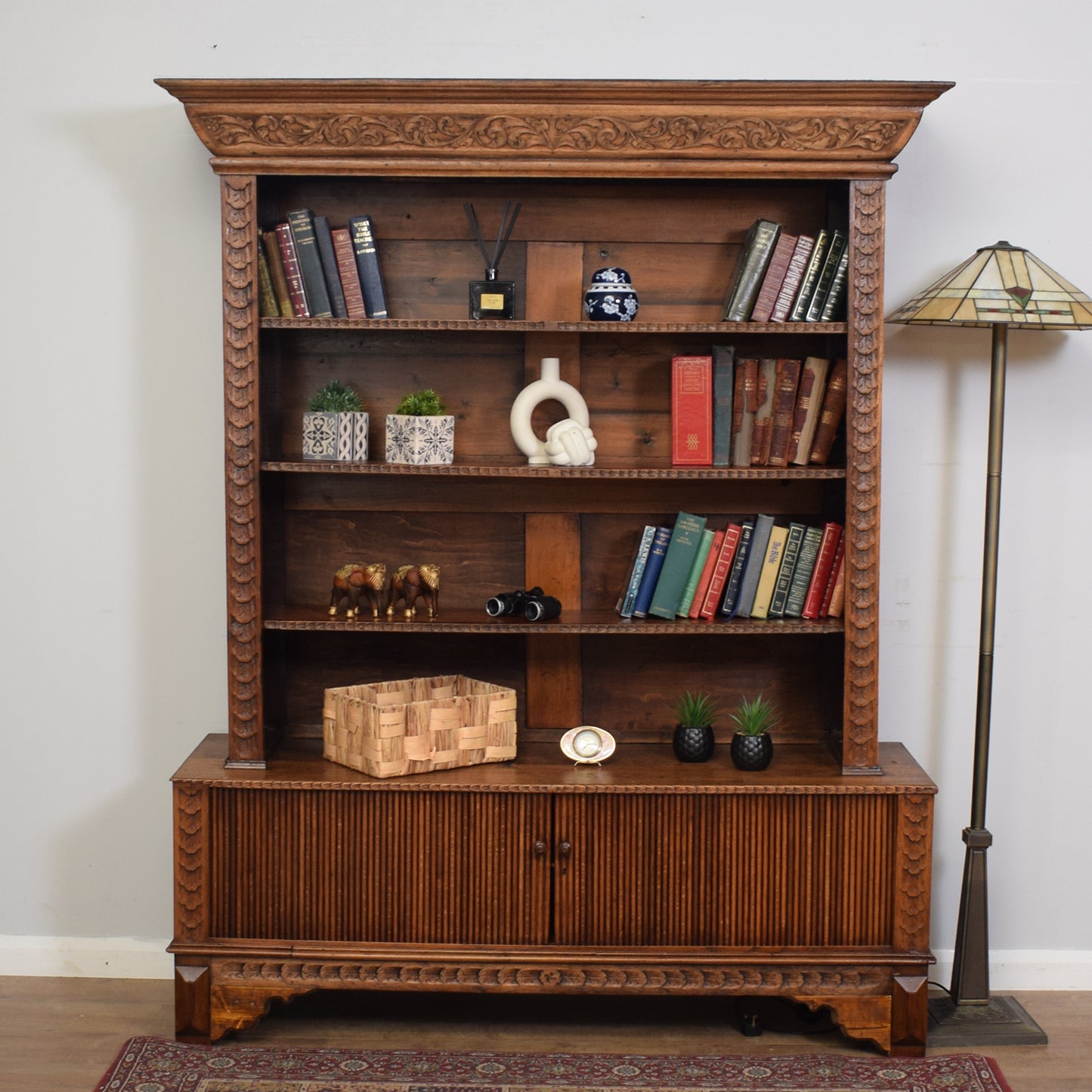 Antique Carved Oak Bookcase