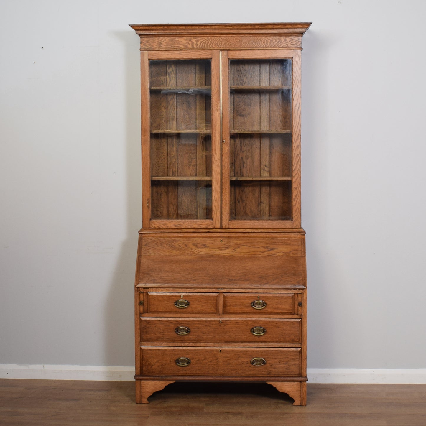 Restored Antique Oak Bureau Bookcase