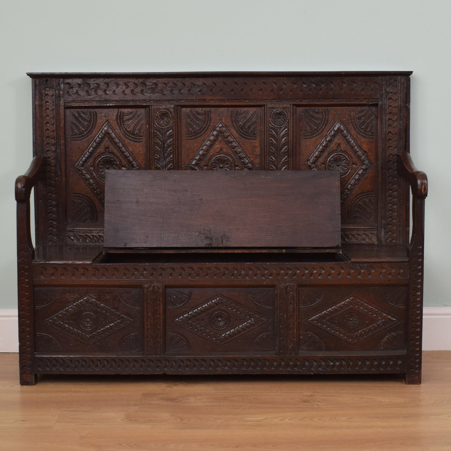 Ornate Carved Oak Settle