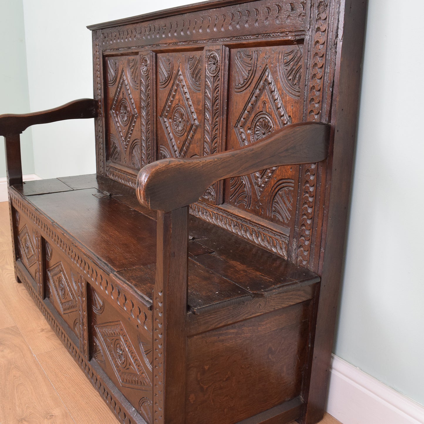 Ornate Carved Oak Settle