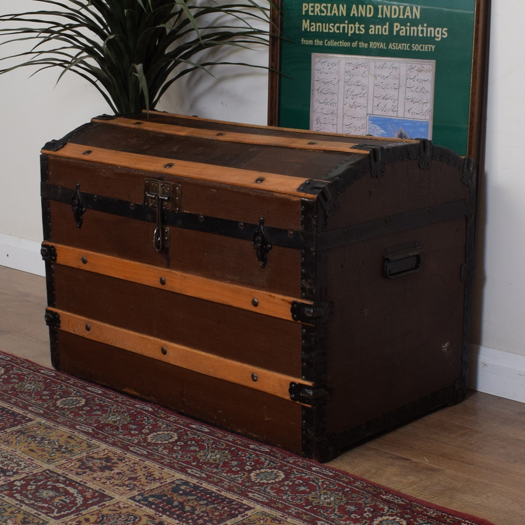 Treasure chest made of gold. Antique chest made of wood and metal