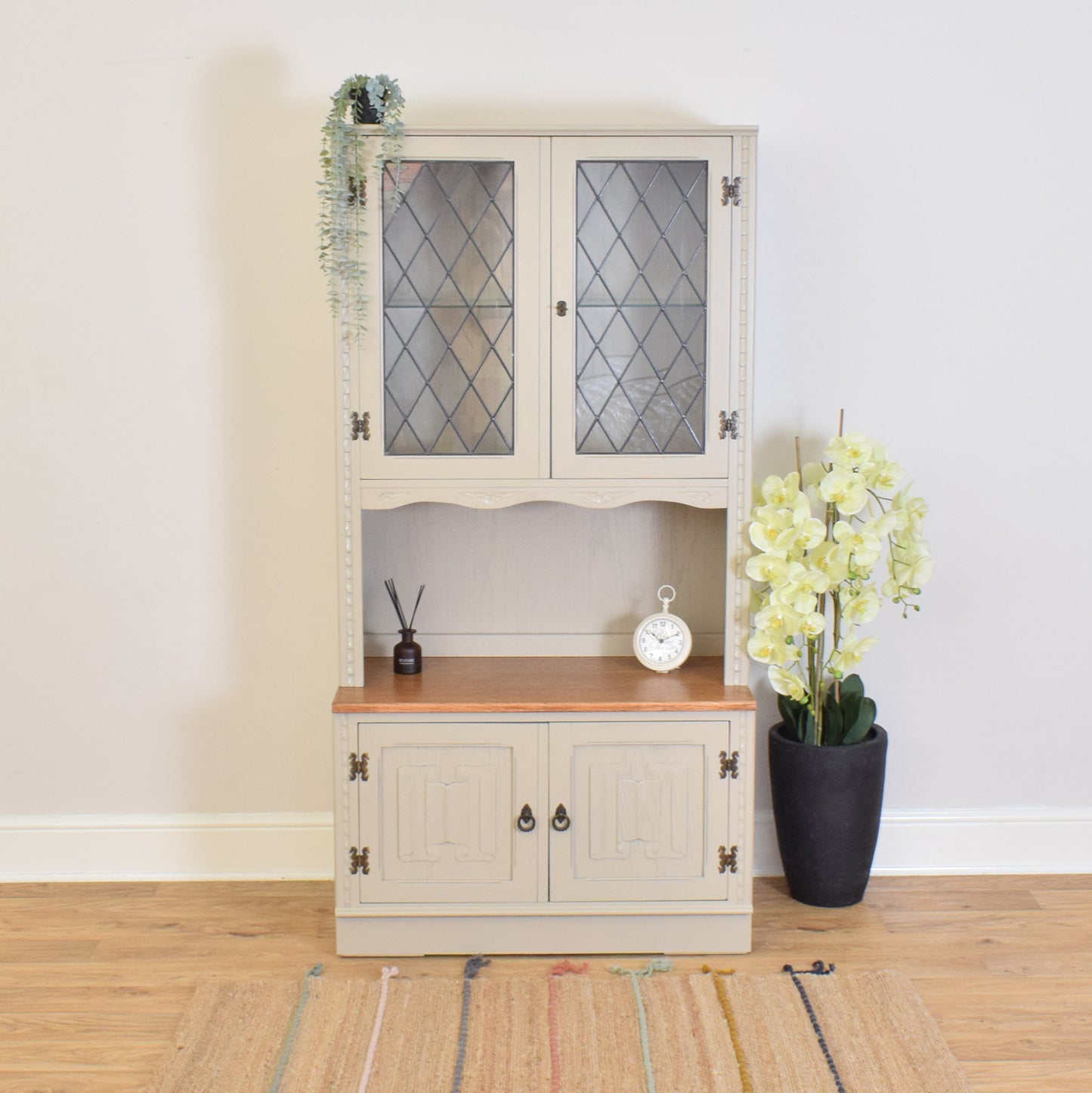 Painted Linenfold Display Cabinet