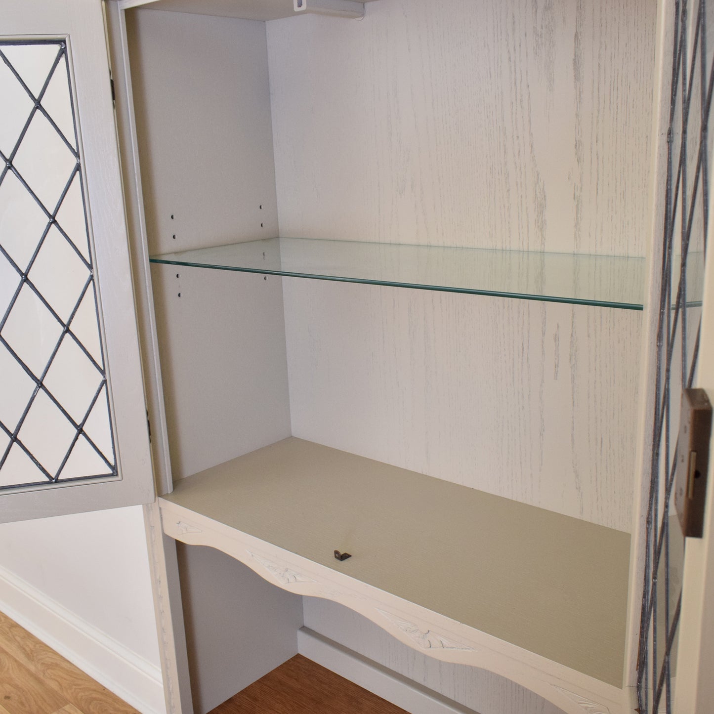 Painted Linenfold Display Cabinet