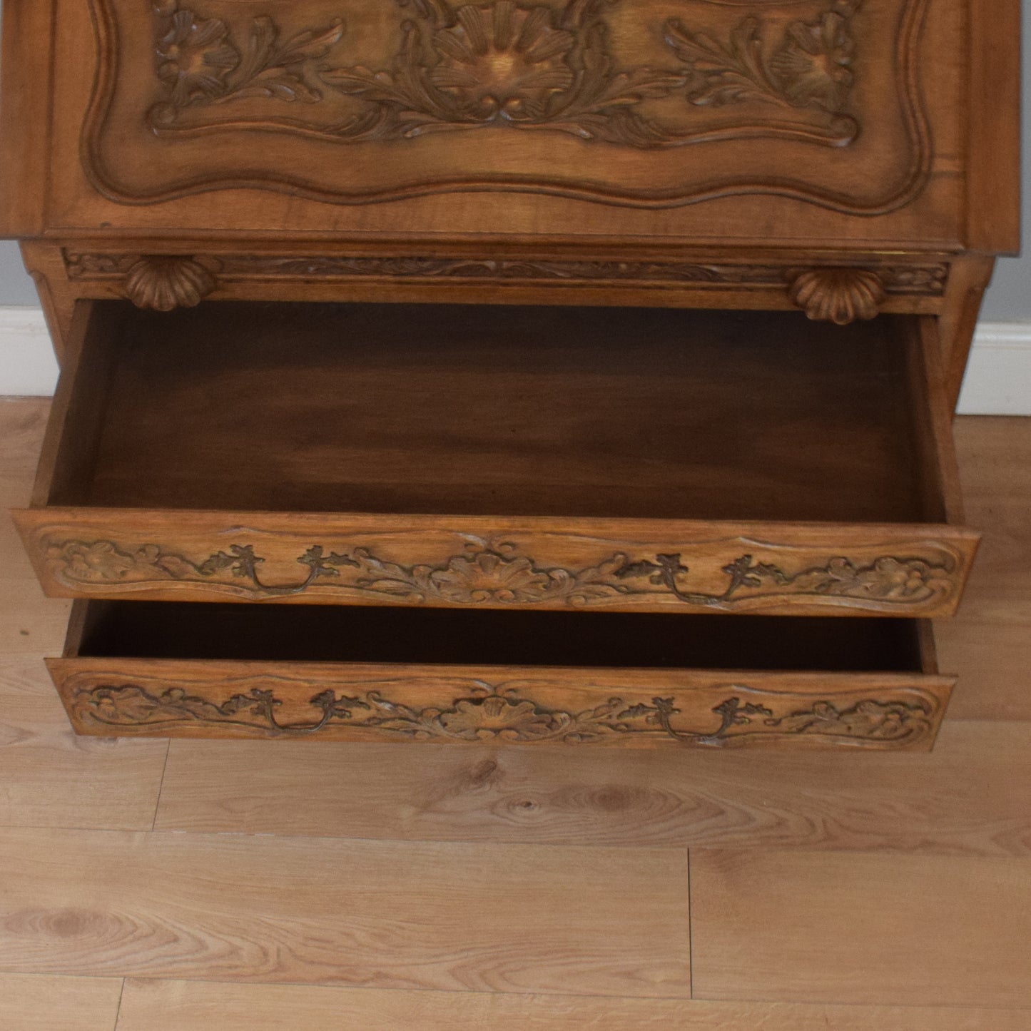 French Carved Oak Bureau