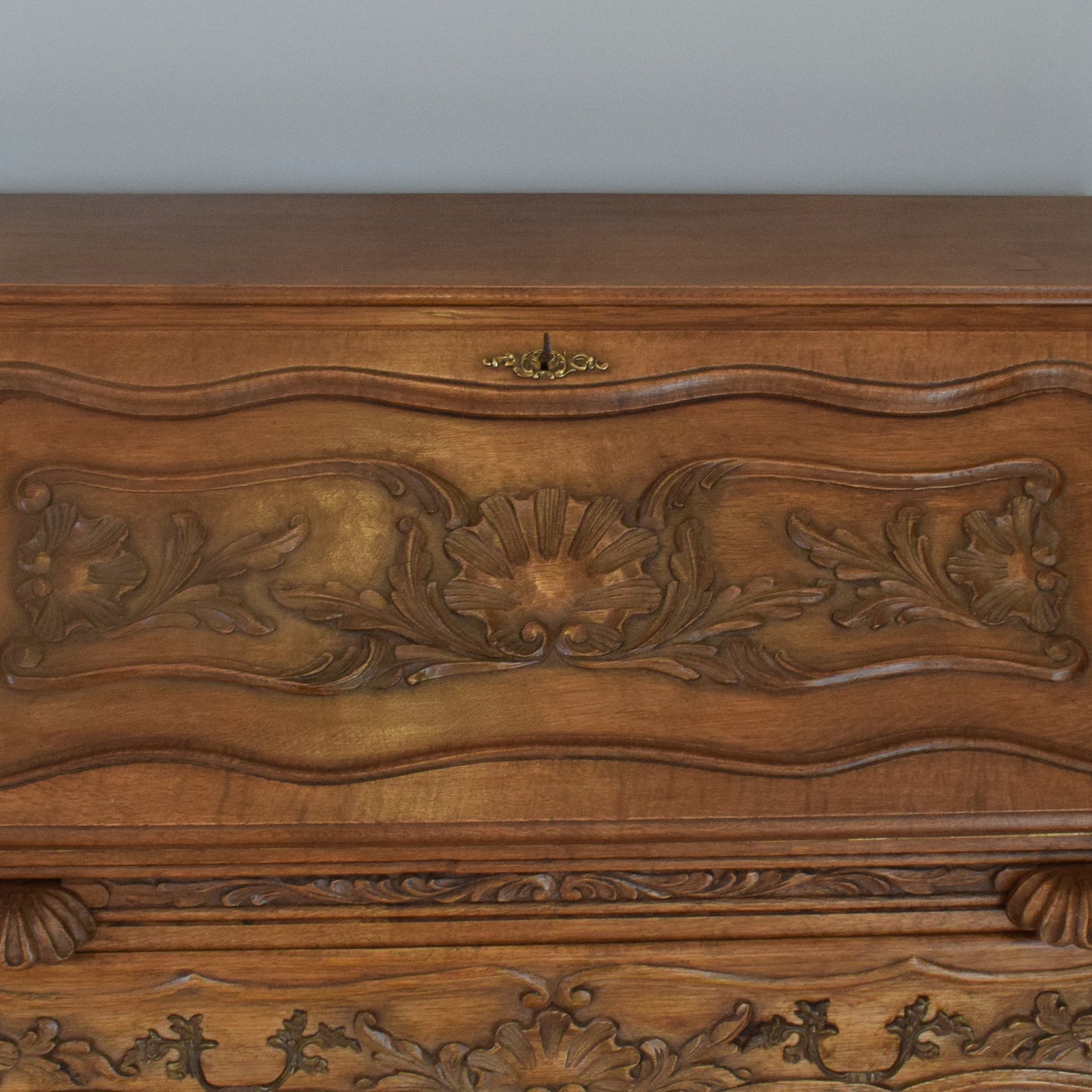 French Carved Oak Bureau