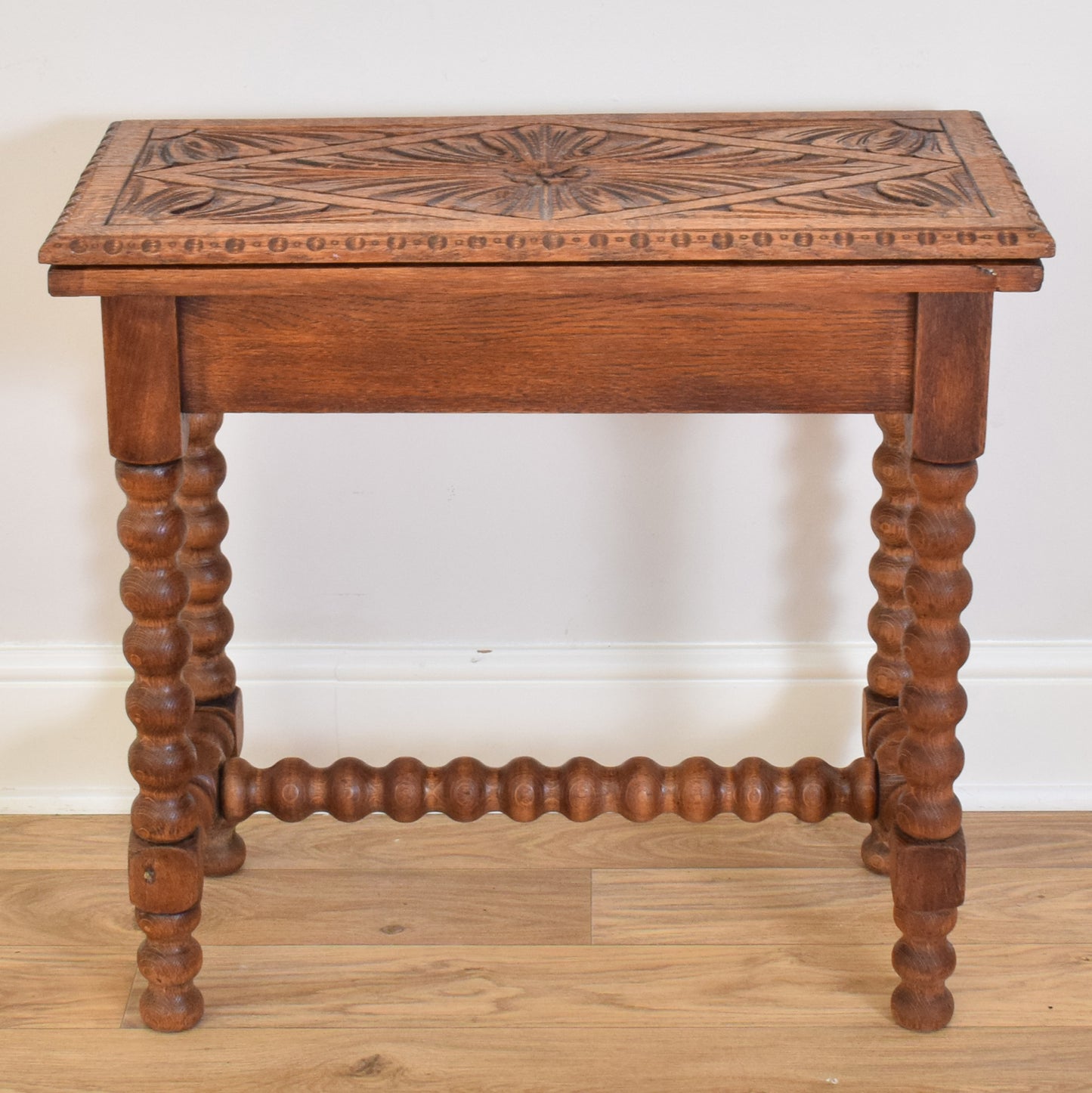 Carved Oak Card Table