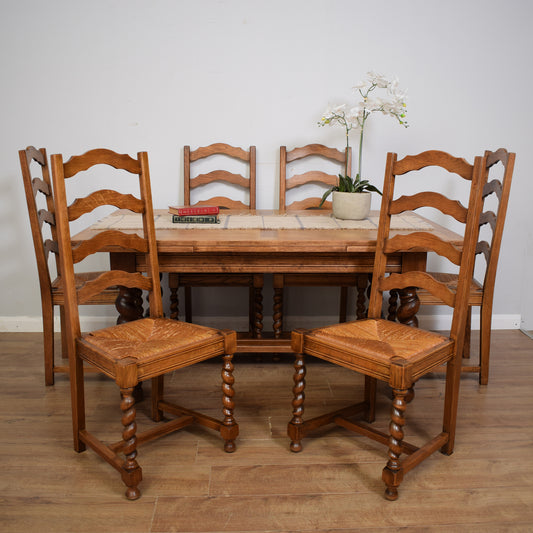 Restored Barley Twist Table And Six Chairs
