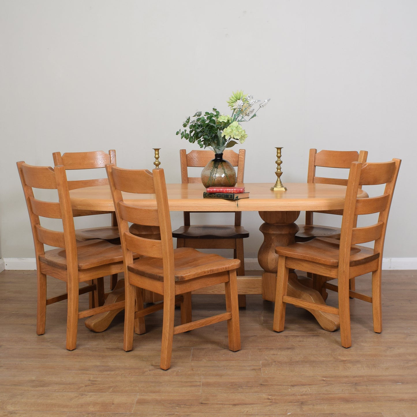 Solid Oak Table and Six Chairs