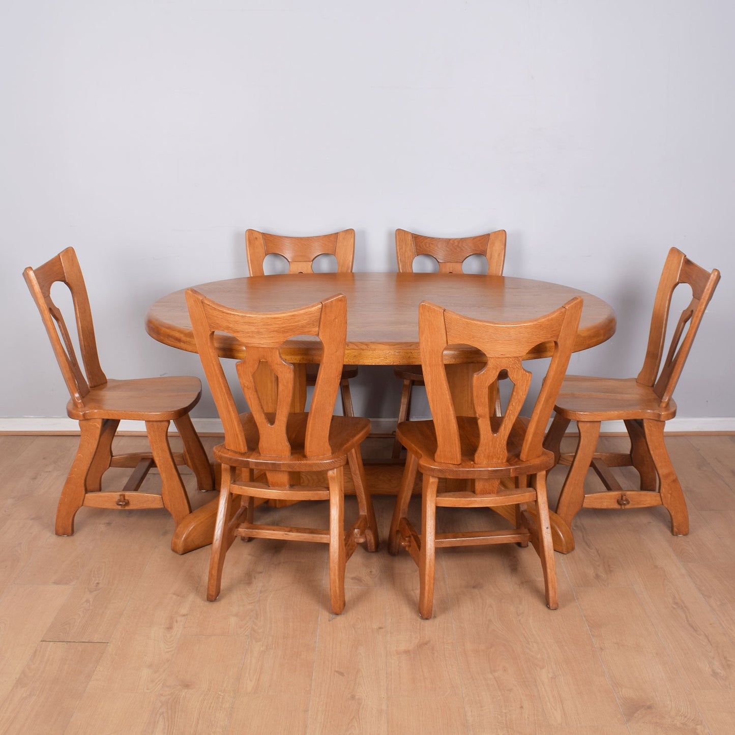 Oak Dining Table with Six Chairs