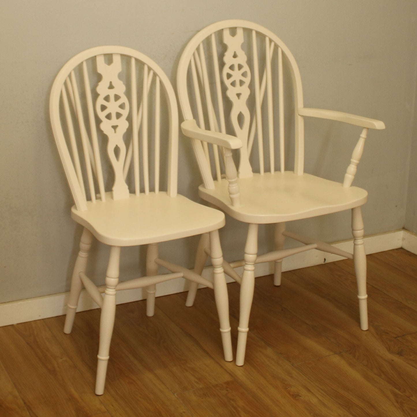 Painted Oak Drop-Leaf Table and Four Chairs