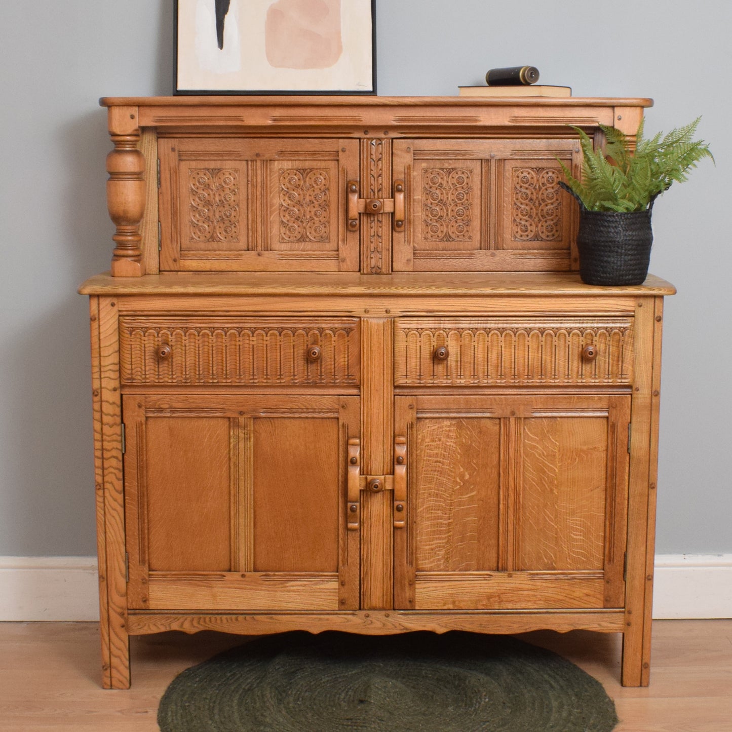 Carved Ercol Court Cupboard