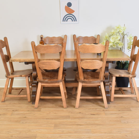Restored Oak Table And Six Chairs
