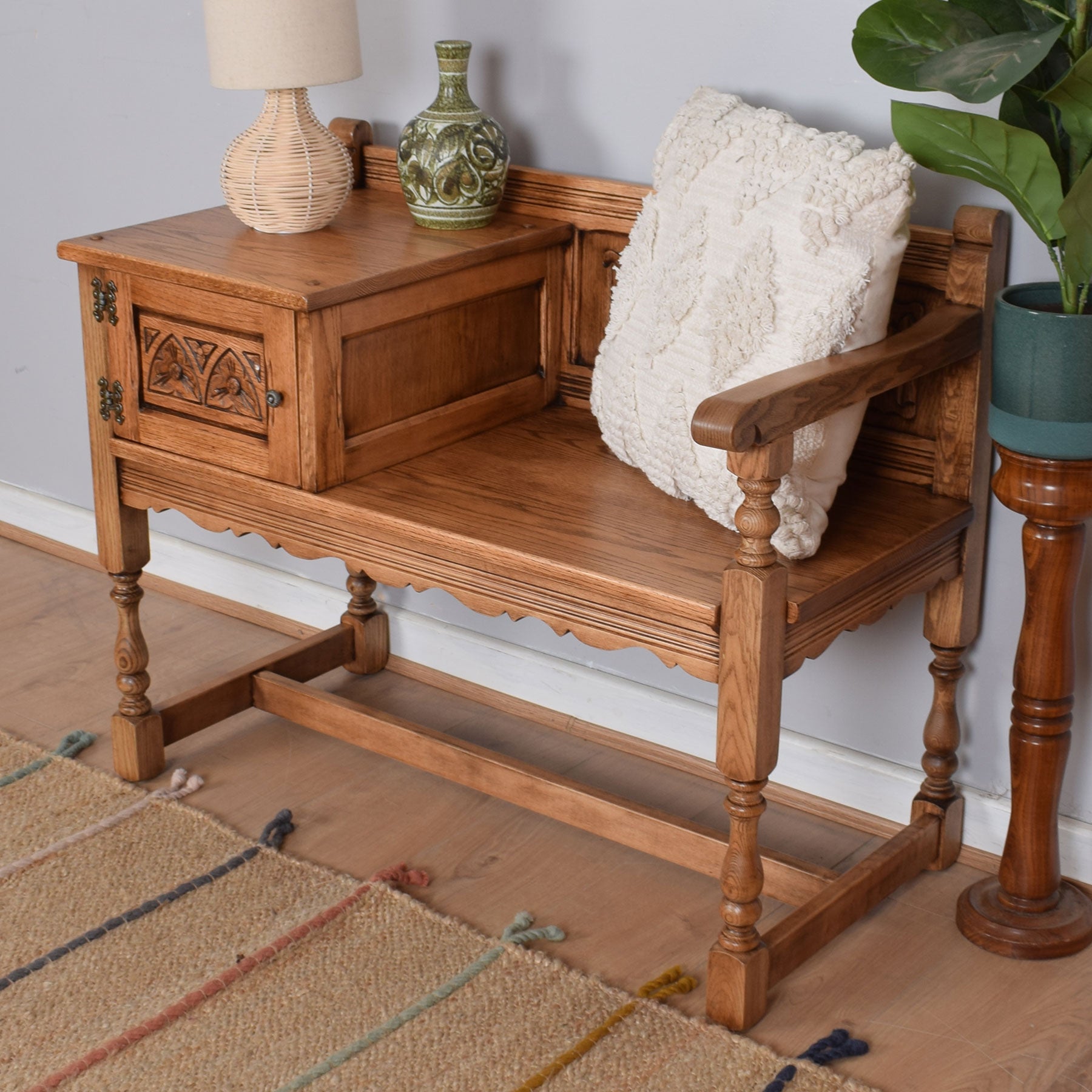 Hallway telephone table with outlet seat