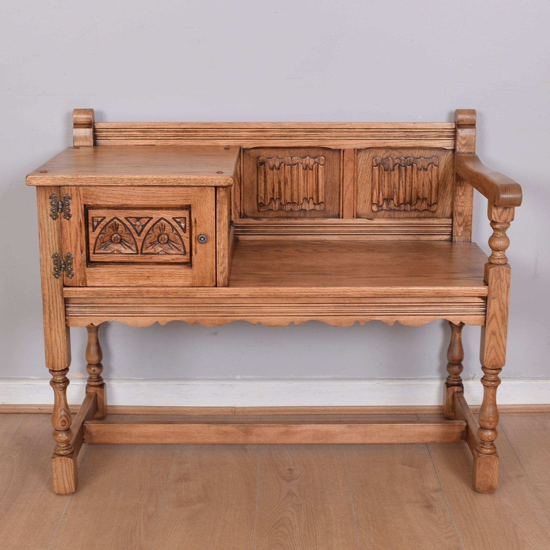 Antique telephone table with outlet seat