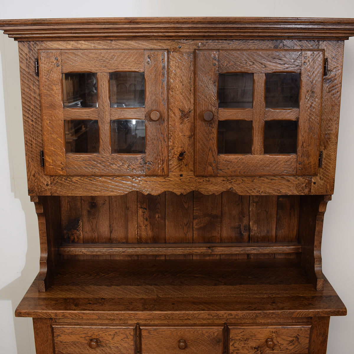 Solid Oak Farmhouse Style Buffet And Hutch