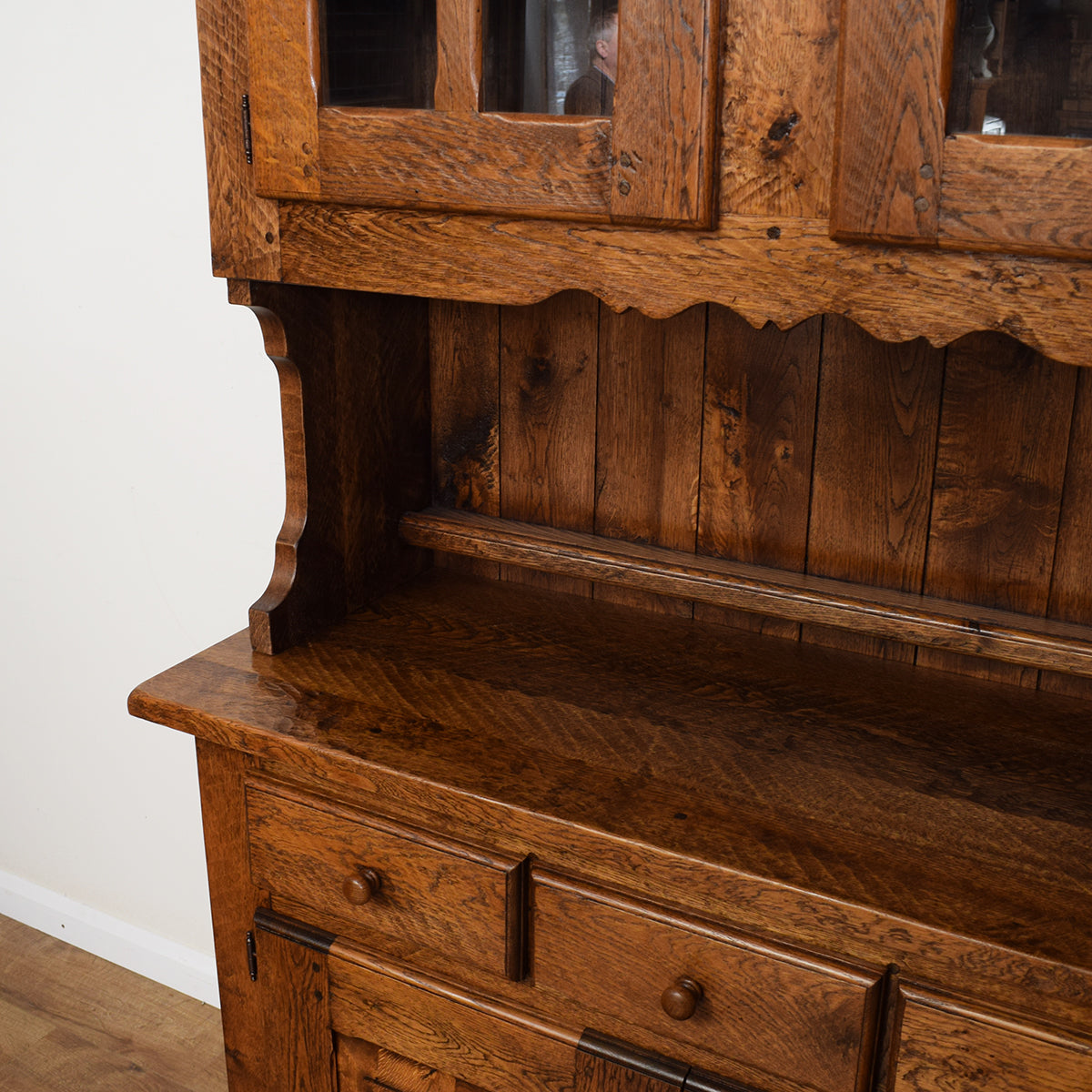 Solid Oak Farmhouse Style Buffet And Hutch