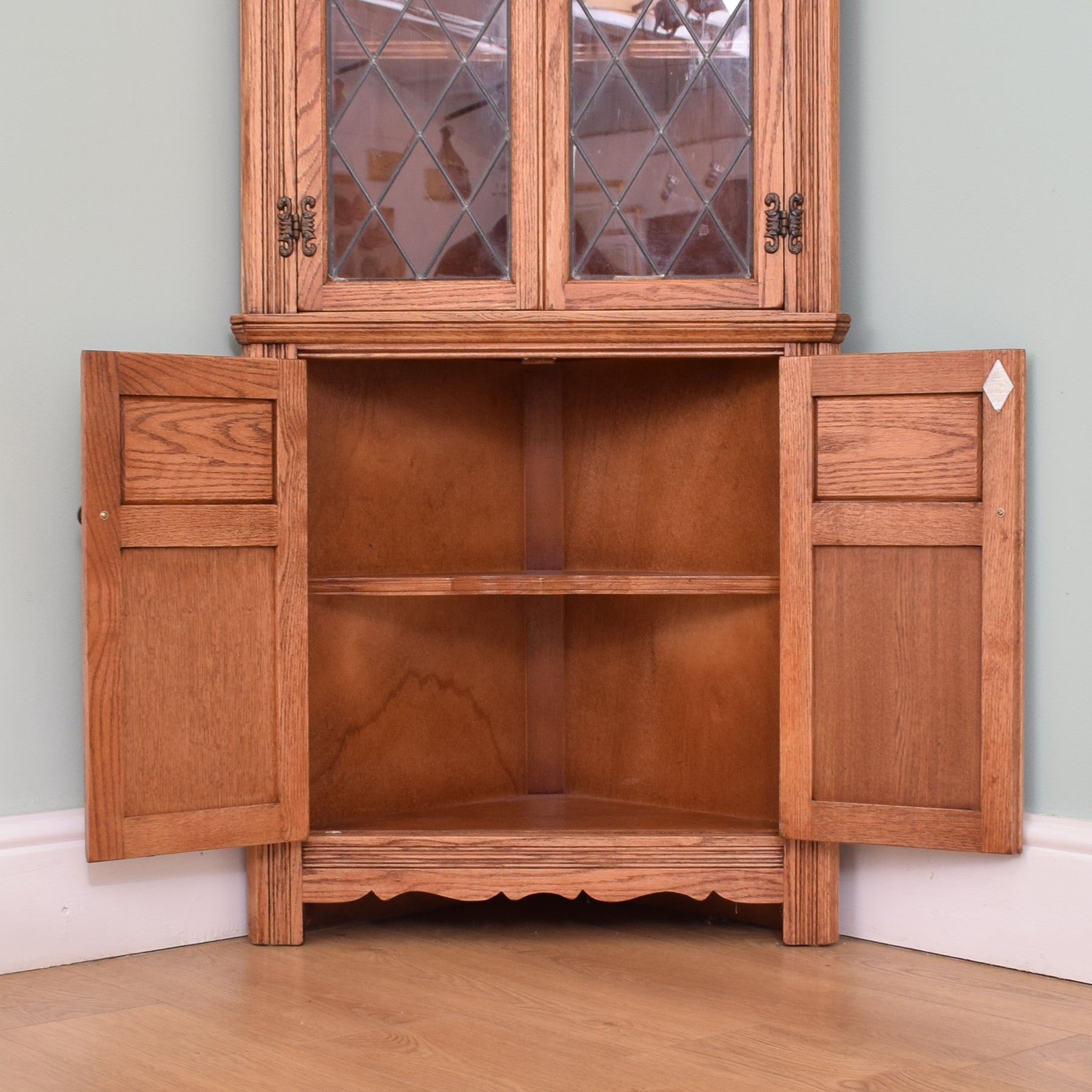 Wood corner on sale hutch cabinet