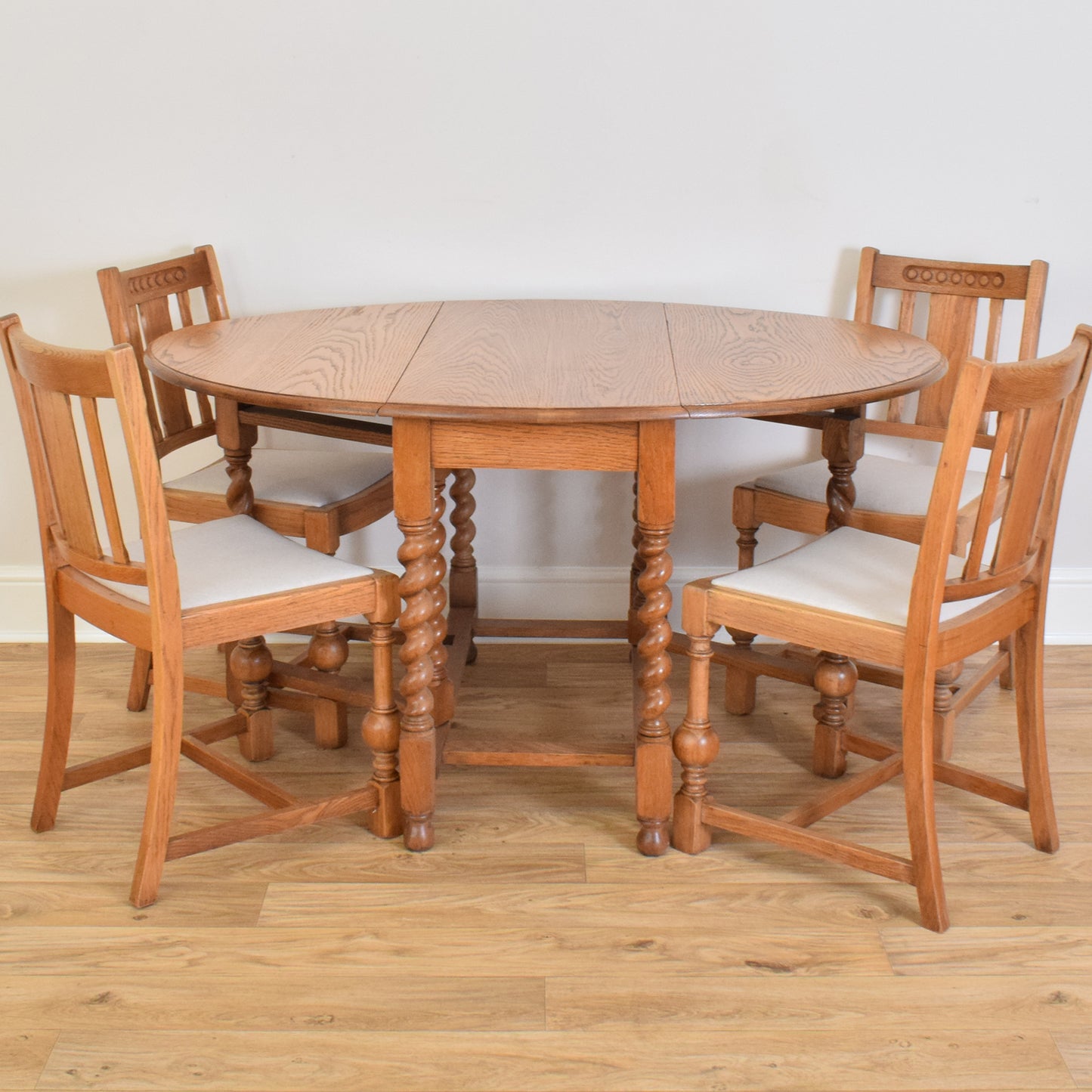 Restored Draw Leaf Table and Four Chairs