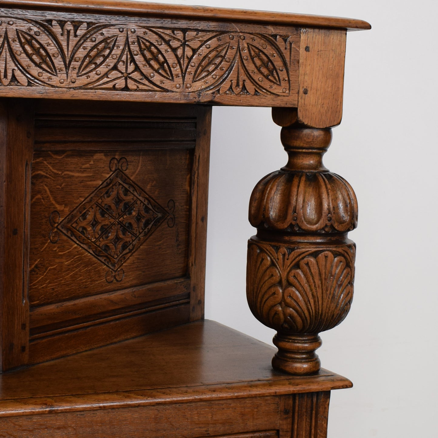 Carved Solid Oak Court Cupboard