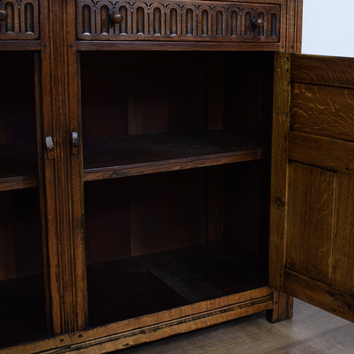 Carved Solid Oak Court Cupboard