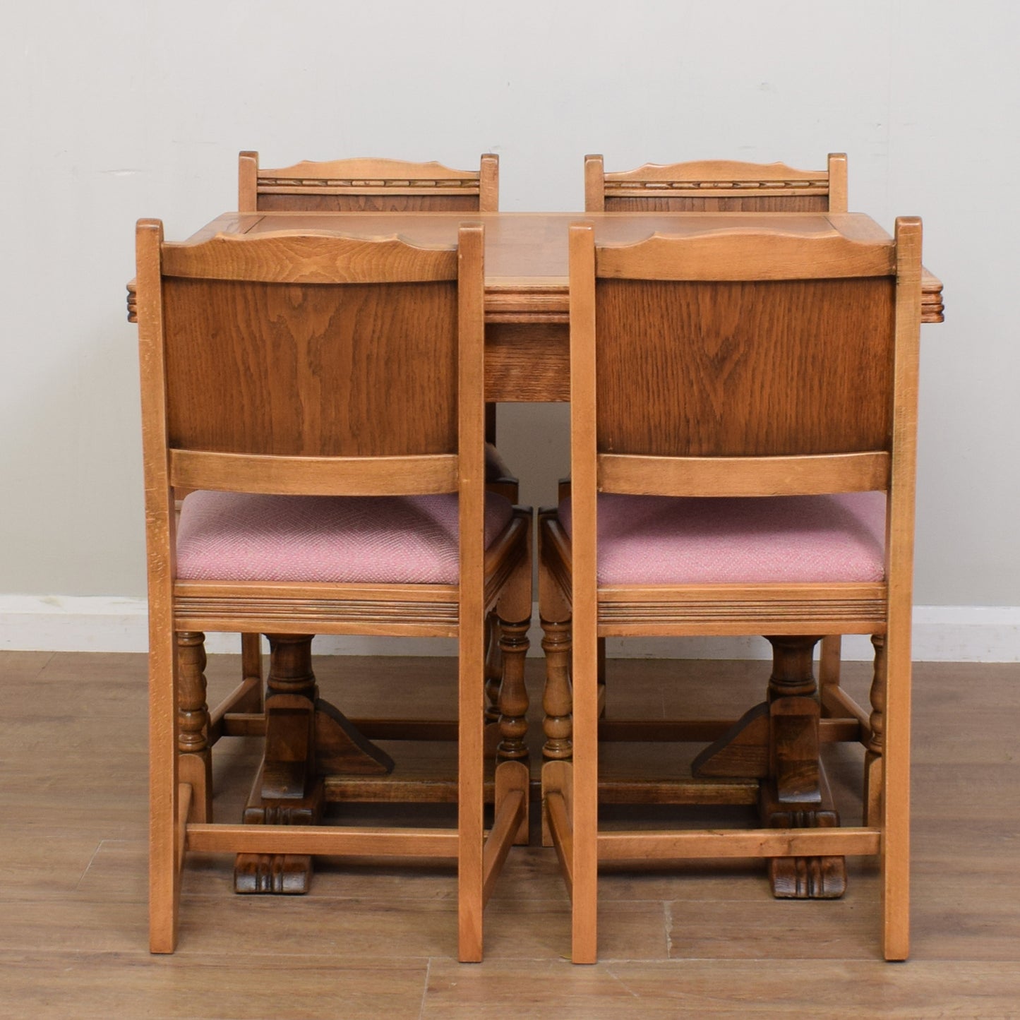 Restored Oak Draw Leaf Table And Four Chairs