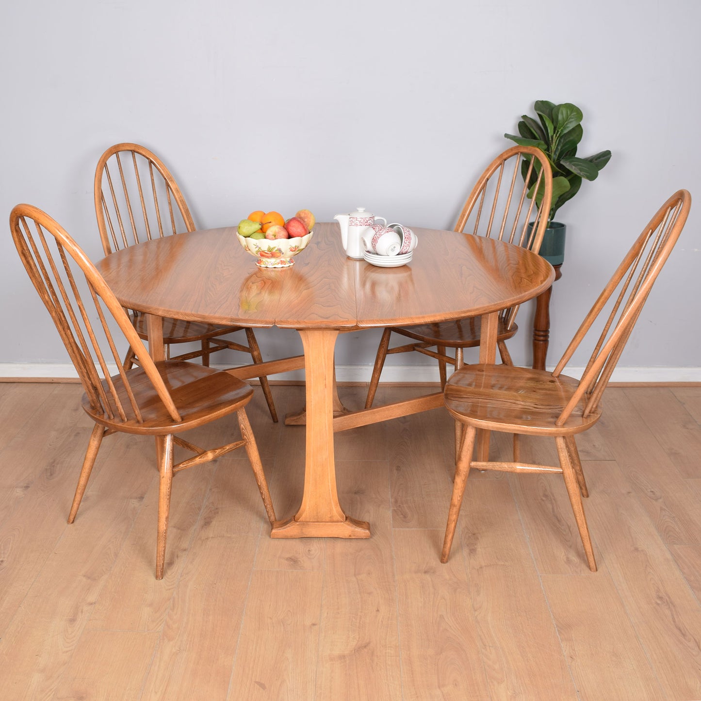 Restored Ercol Dining Table with Four Chairs
