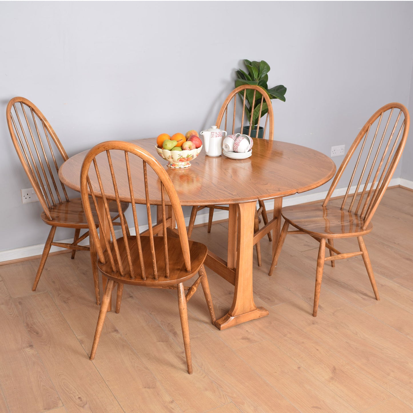 Restored Ercol Dining Table with Four Chairs