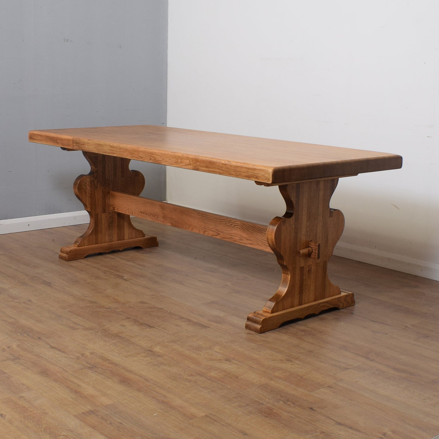 Solid Oak Dining Table And Six Chairs