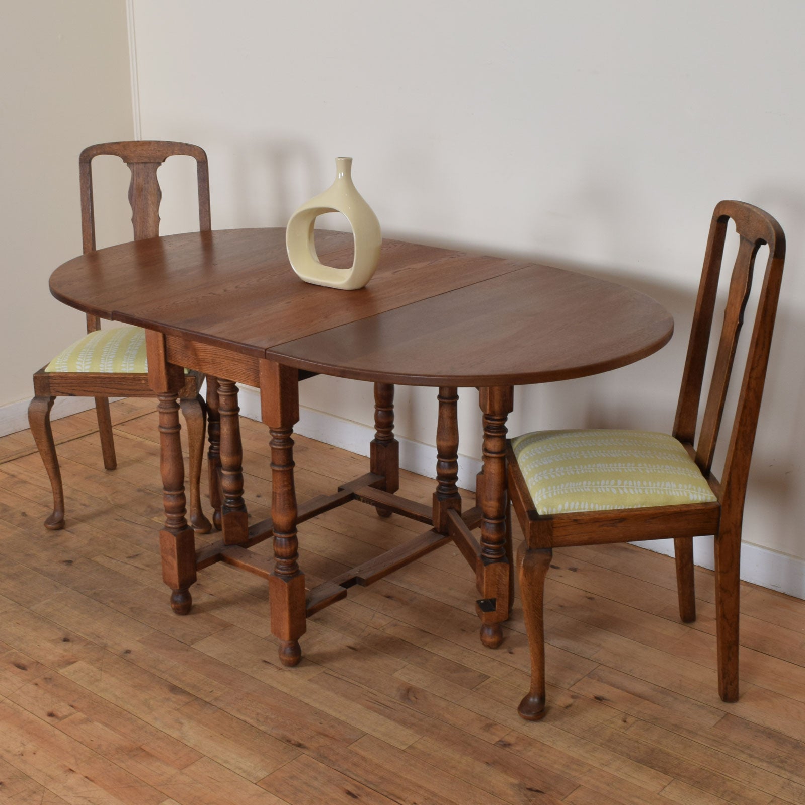 Drop Leaf Table and Two Chairs Betel Restored Furniture