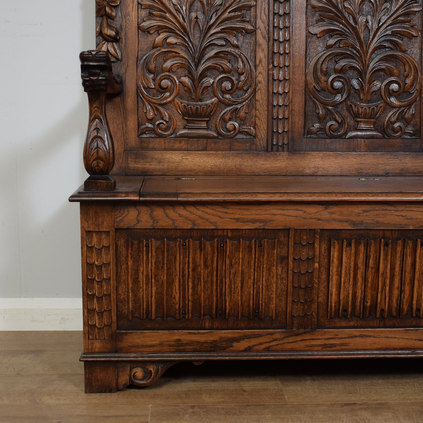 Vintage Carved Oak Settle