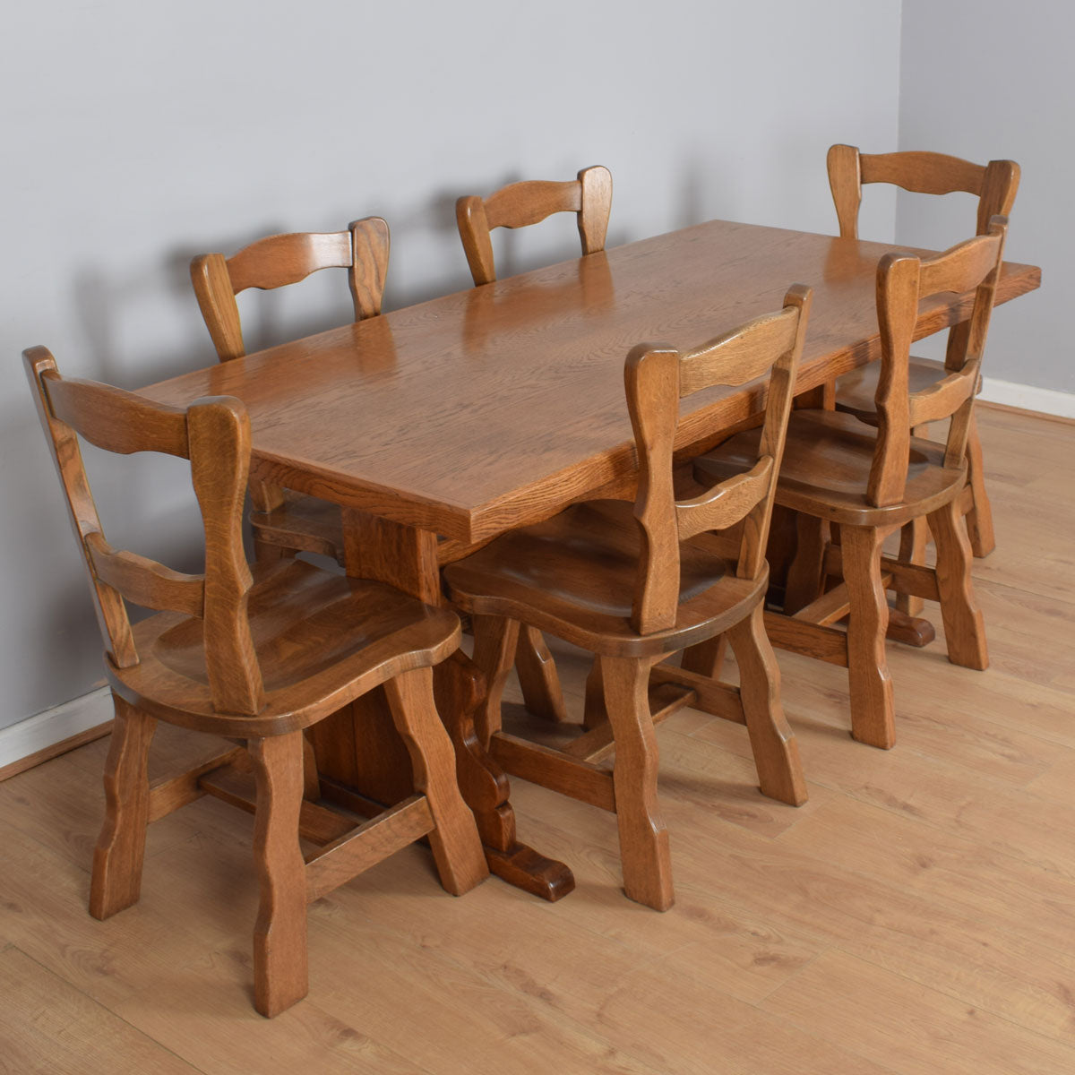 Solid Oak Table And Six Chairs